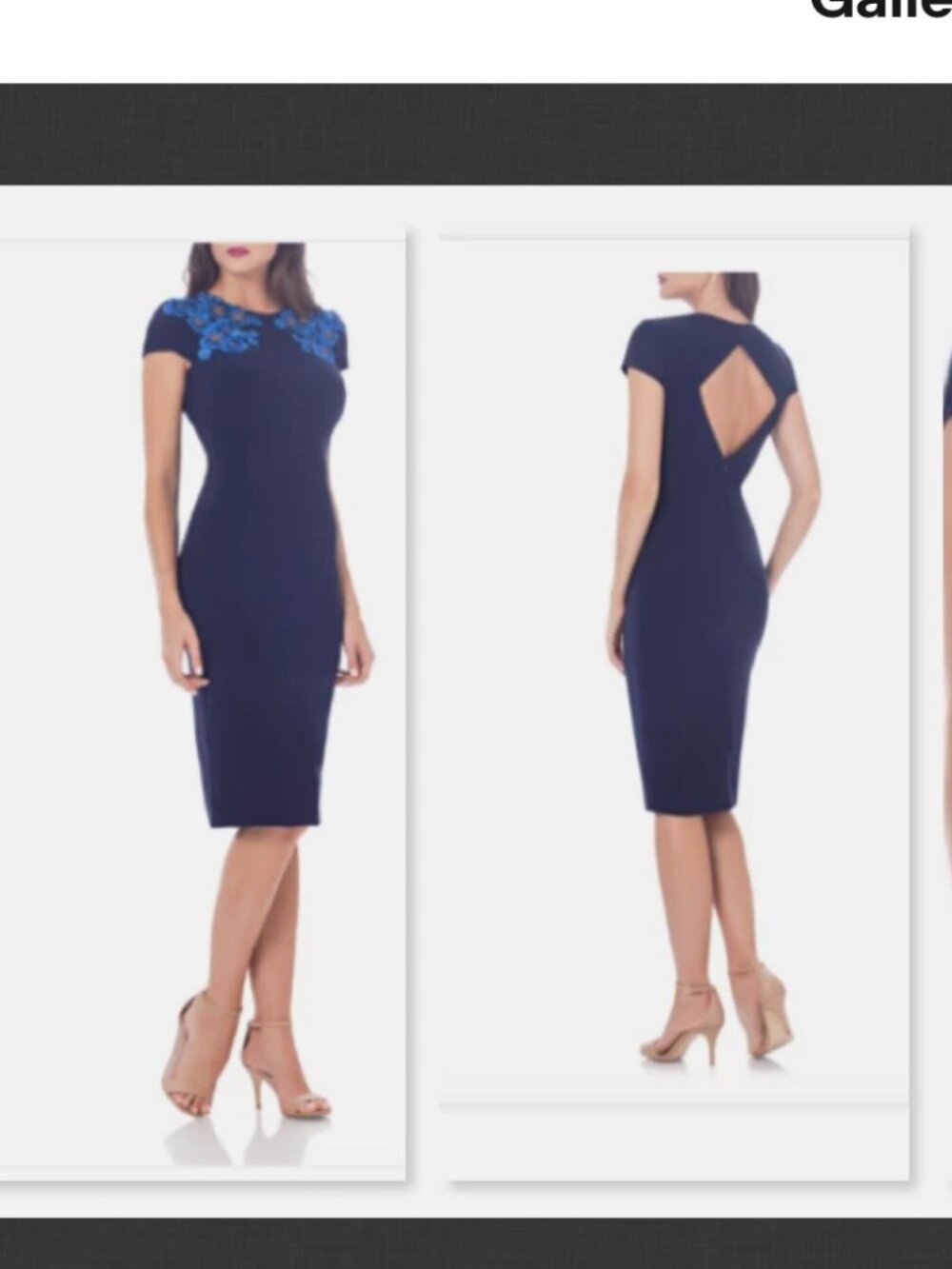 NEW JS Collections Embroidered Jersey Sheath Dress Size 8